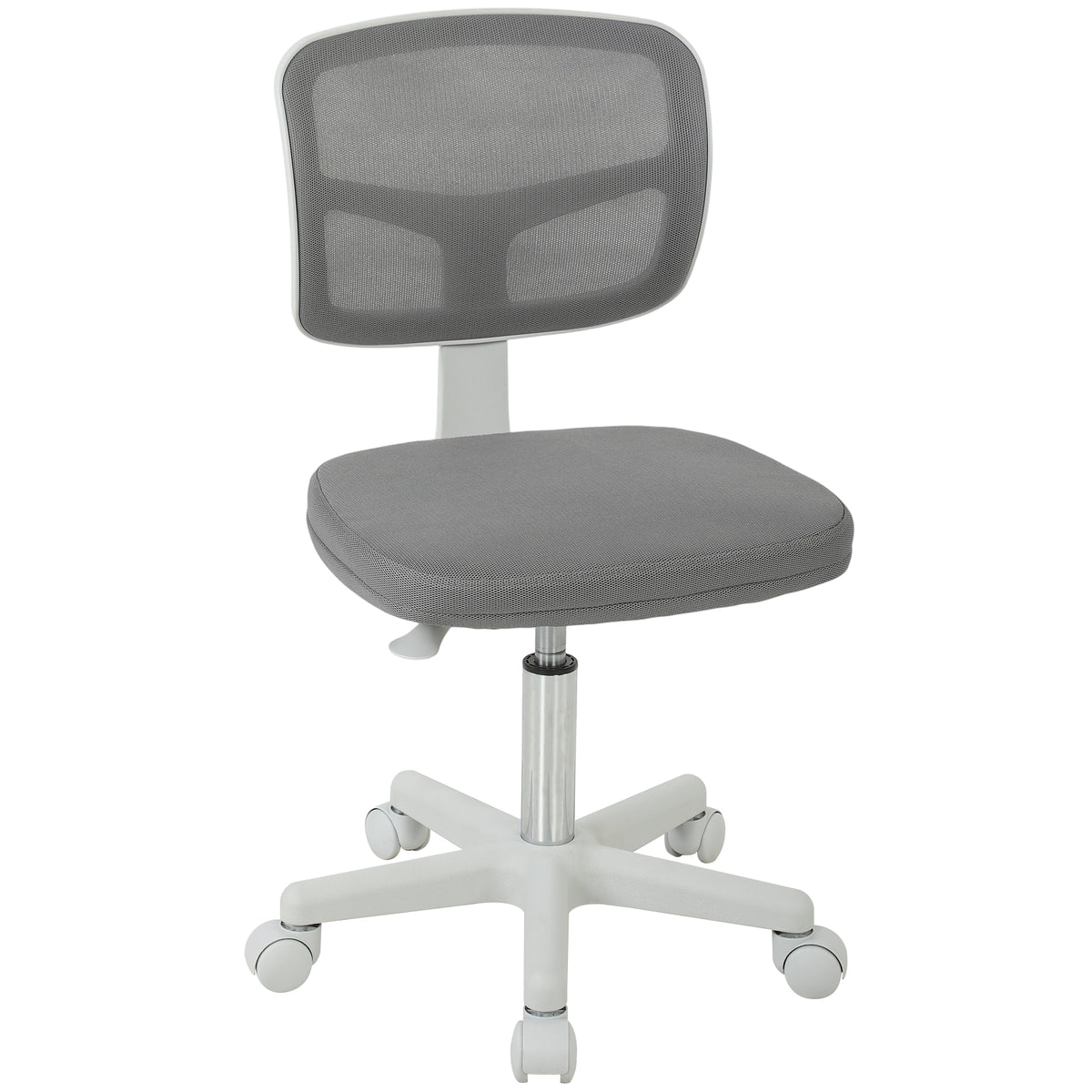 Photo of Vinsetto Small Office Chair without Arms, Ergonomic Swivel Mesh Desk Chair with Curved Back, Dark Grey in Grey colour on a white background