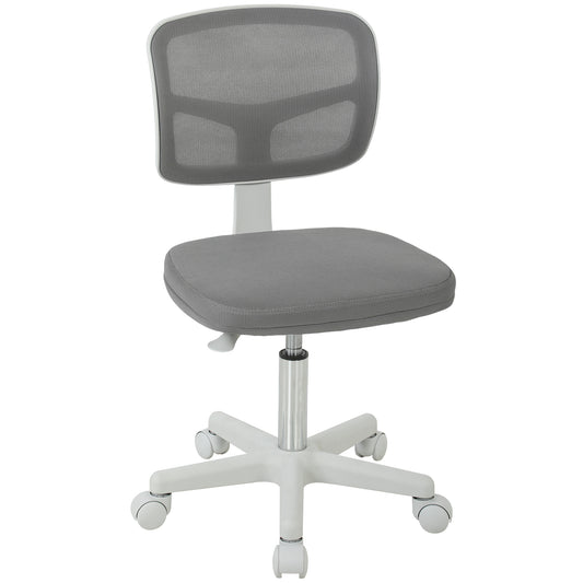 Photo of Vinsetto Small Office Chair without Arms, Ergonomic Swivel Mesh Desk Chair with Curved Back, Dark Grey in Grey colour on a white background