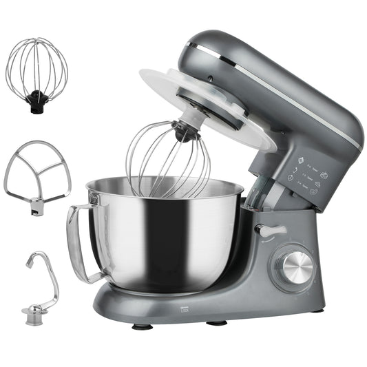 Photo of HOMCOM 1300W Kitchen Stand Mixer, with Accessories - Silver in Silver colour on a white background