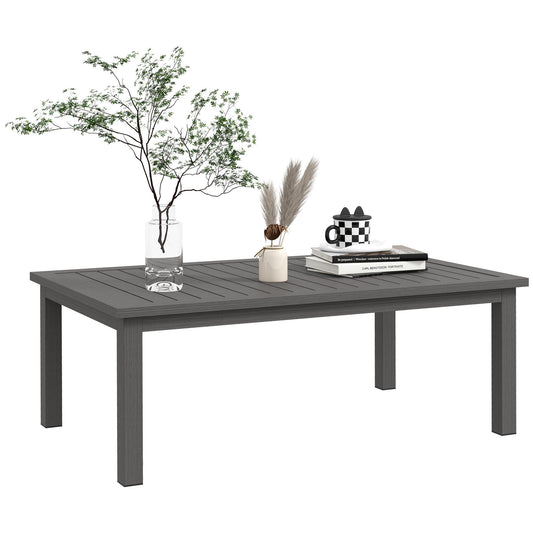 Photo of Outsunny 100cm x 60cm Aluminium Outdoor Coffee Table - Brown in Brown colour on a white background
