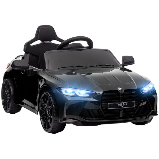 Photo of AIYAPLAY 12V BMW Licensed Kids Car, with Easy Transport, Remote Control, Suspension, Music, Horn, LED Lights, Black in Black colour on a white background