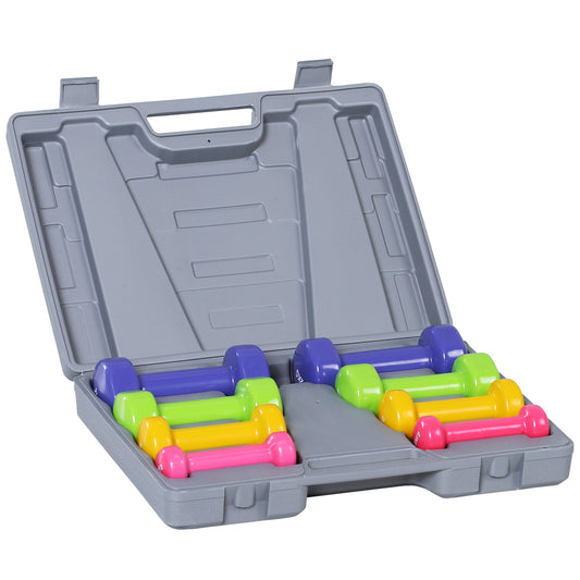 Photo of HOMCOM 10KG Dumbbells Set with Carry Case, Hand Weights for Women and Men Home Gym Weight Lifting Training, Red, Yellow, Green, Purple in Purple colour on a white background