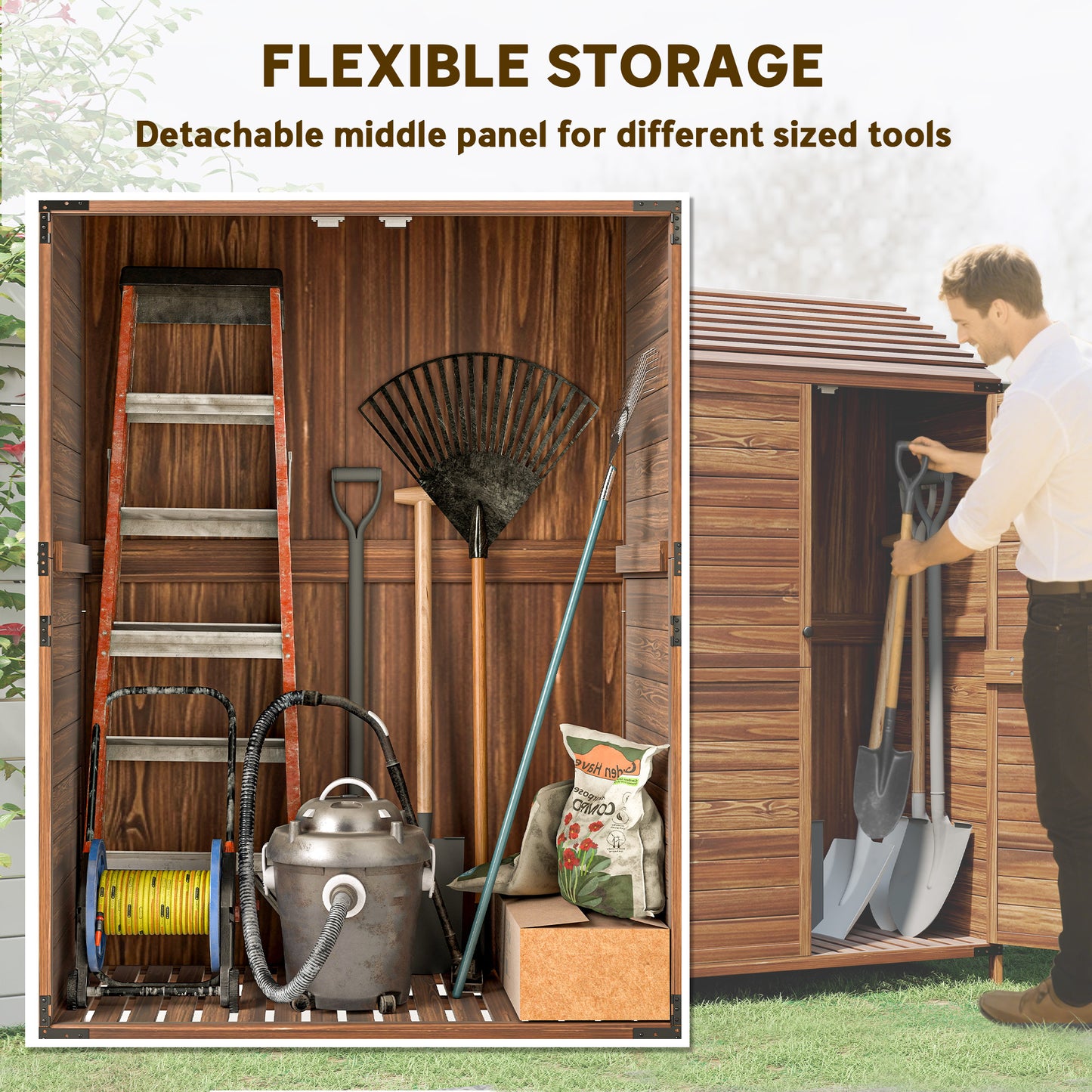 Outsunny 103.5 x 59 cm Wooden Garden Shed - Brown