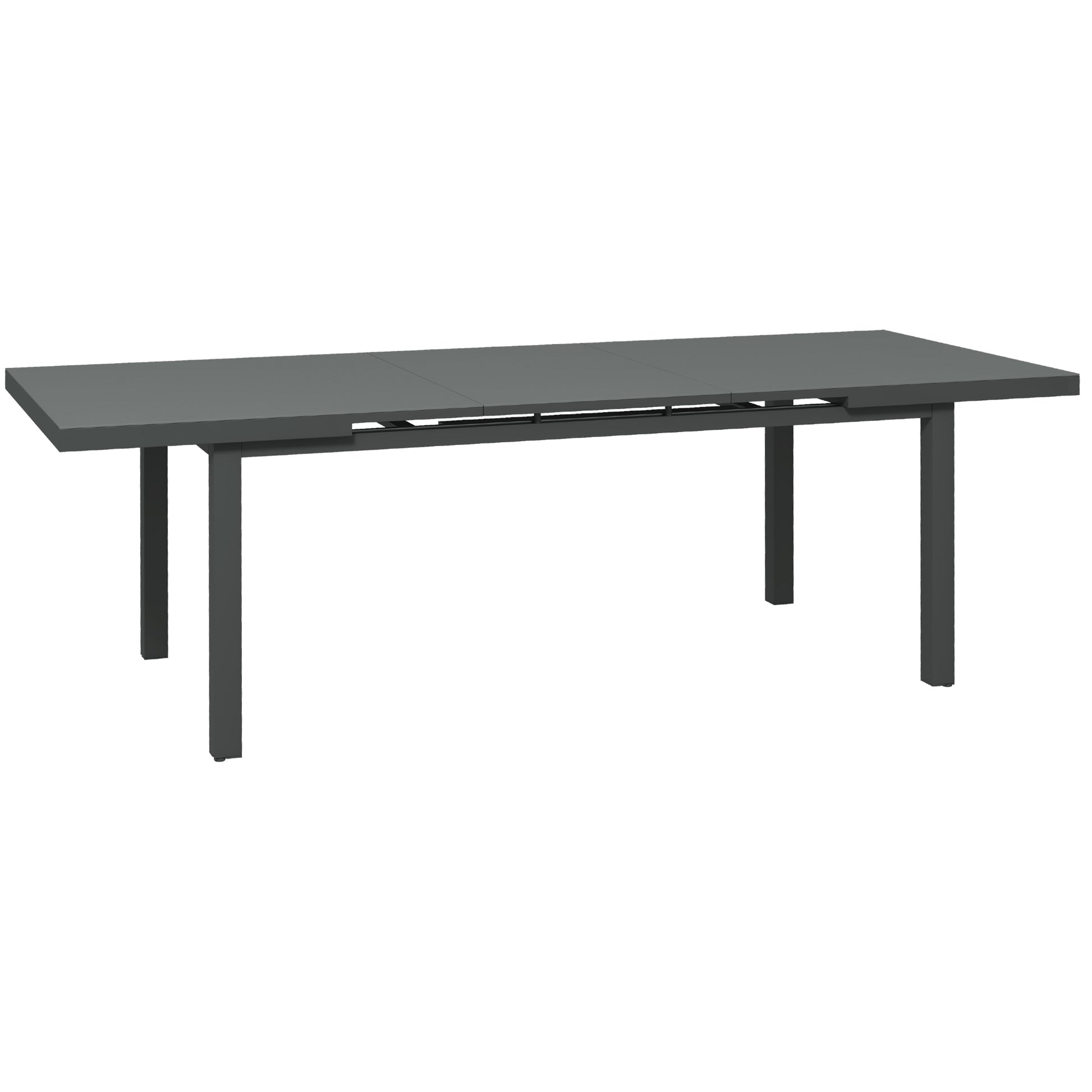 Photo of Outsunny Aluminium Garden Table for 6-8, 246 cm Extending Outdoor Dining Table Rectangle for Patio, Balcony - Charcoal Grey in Grey colour on a white background