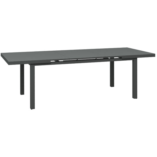 Photo of Outsunny Aluminium Garden Table for 6-8, 246 cm Extending Outdoor Dining Table Rectangle for Patio, Balcony - Charcoal Grey in Grey colour on a white background