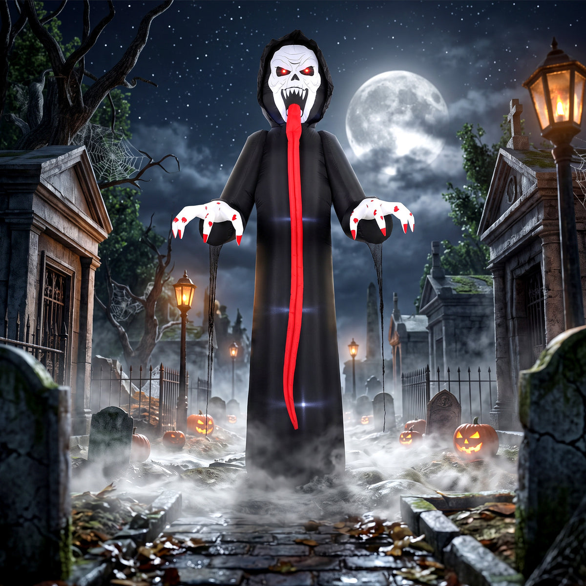 Outsunny 10 FT Halloween Inflatable Skeleton, Scary Halloween Decoration with Built-in LED Lights for Indoor Outdoor Decor