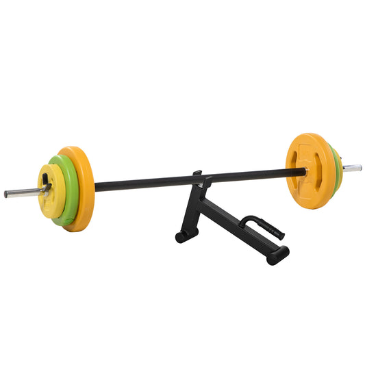 Photo of HOMCOM 20kg Adjustable Barbell Weights Set with Barbell Jack, Adjustable Weights Set with Non-slip Handle and Fixing Clip, for Home Gym Strength Training in Training colour on a white background