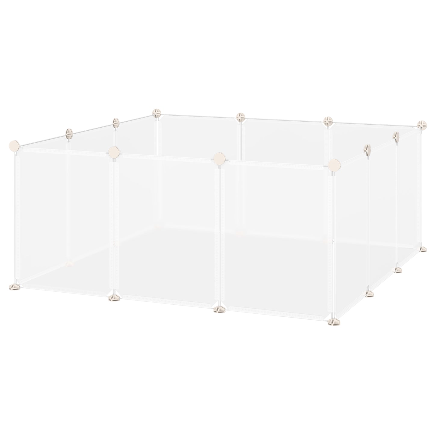 Photo of PawHut Pet Playpen DIY Small Animal Cage Open Enclosure Portable Plastic Fence 12 Panels for Hedgehog Guinea Pig White in White colour on a white background