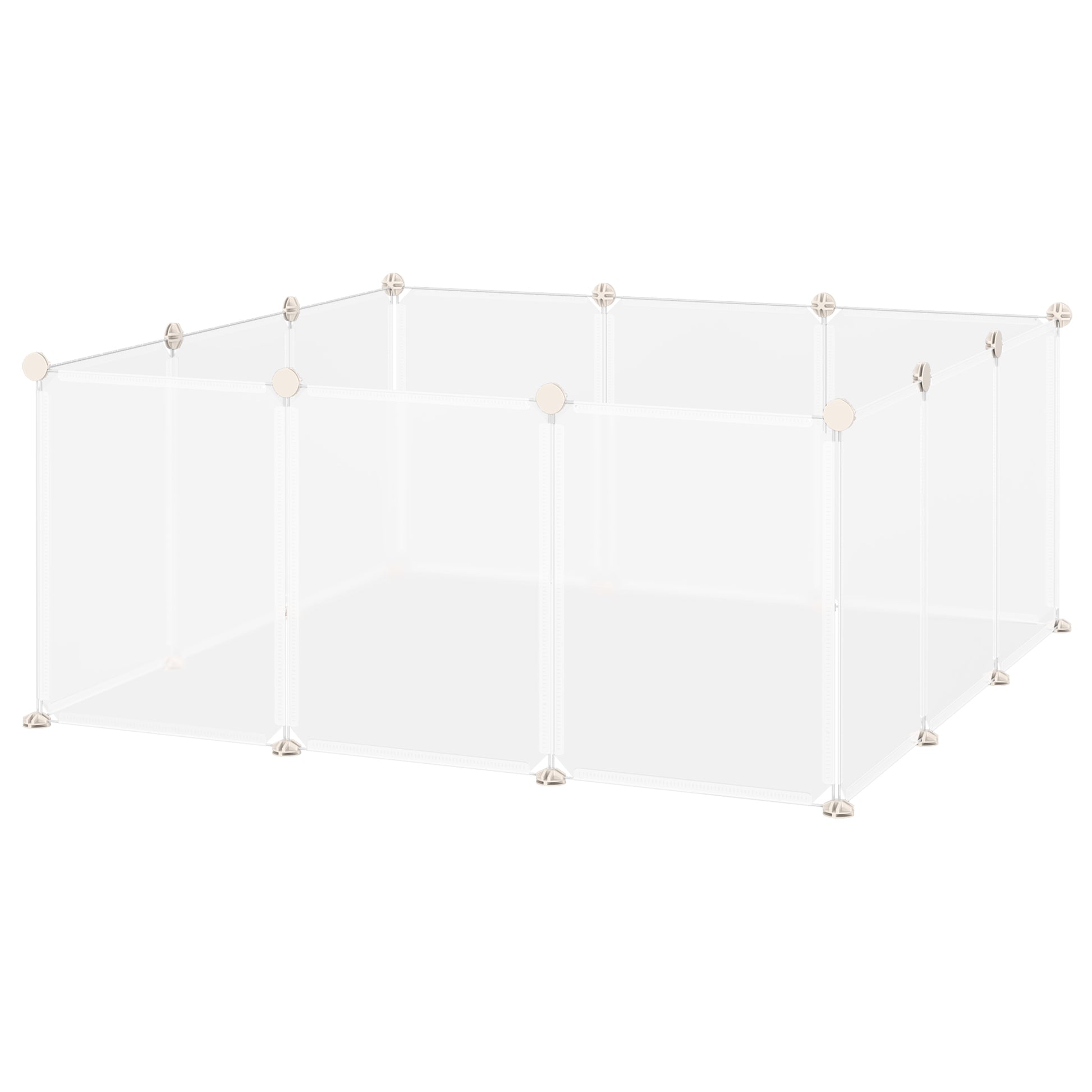 Photo of PawHut Pet Playpen DIY Small Animal Cage Open Enclosure Portable Plastic Fence 12 Panels for Hedgehog Guinea Pig White in White colour on a white background