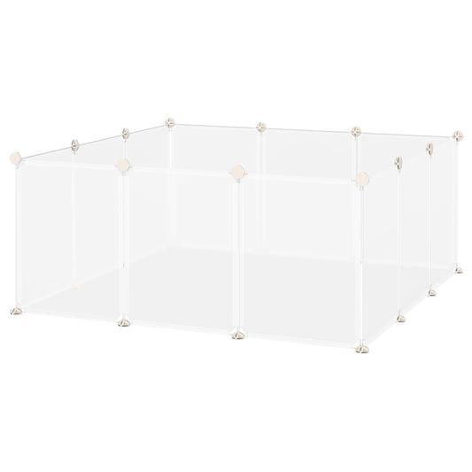 Photo of PawHut Pet Playpen DIY Small Animal Cage Open Enclosure Portable Plastic Fence 12 Panels for Hedgehog Guinea Pig White in White colour on a white background