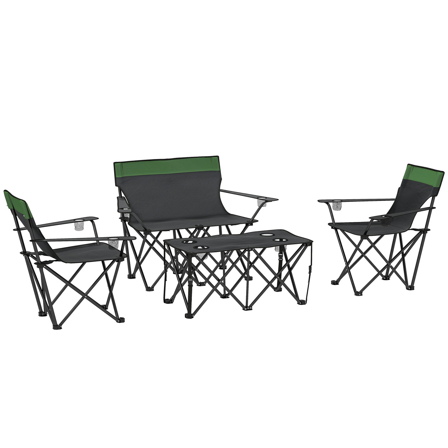 Photo of Outsunny Four-Piece Portable Picnic Table Set - Green in Green colour on a white background