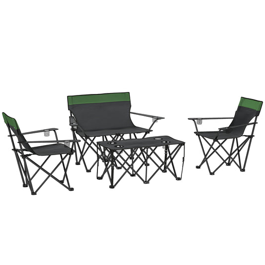Photo of Outsunny Four-Piece Portable Picnic Table Set - Green in Green colour on a white background