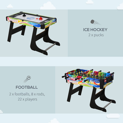 HOMCOM gaming table set up for ice hockey and foosball