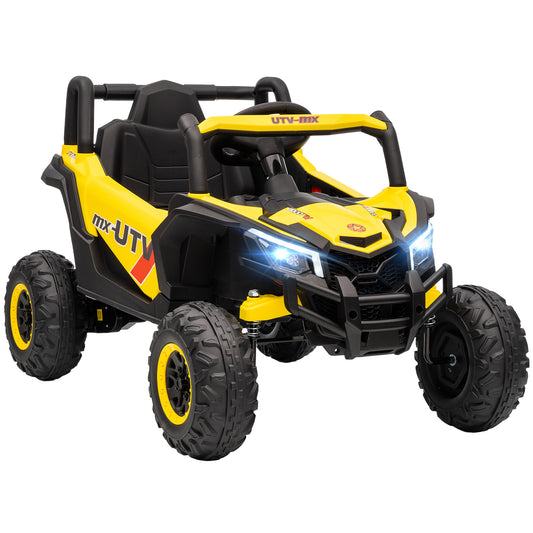 Photo of AIYAPLAY 12V Kids Ride On Car with Remote Control, Kids Electric Car with Suspension System, Music, for Kids 3-5 Years, Yellow in Yellow colour on a white background