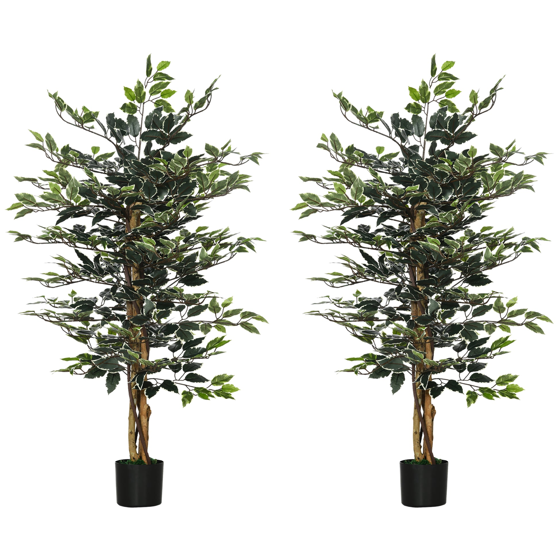Photo of HOMCOM Set of Two Artificial Ficus Trees in Trees colour on a white background