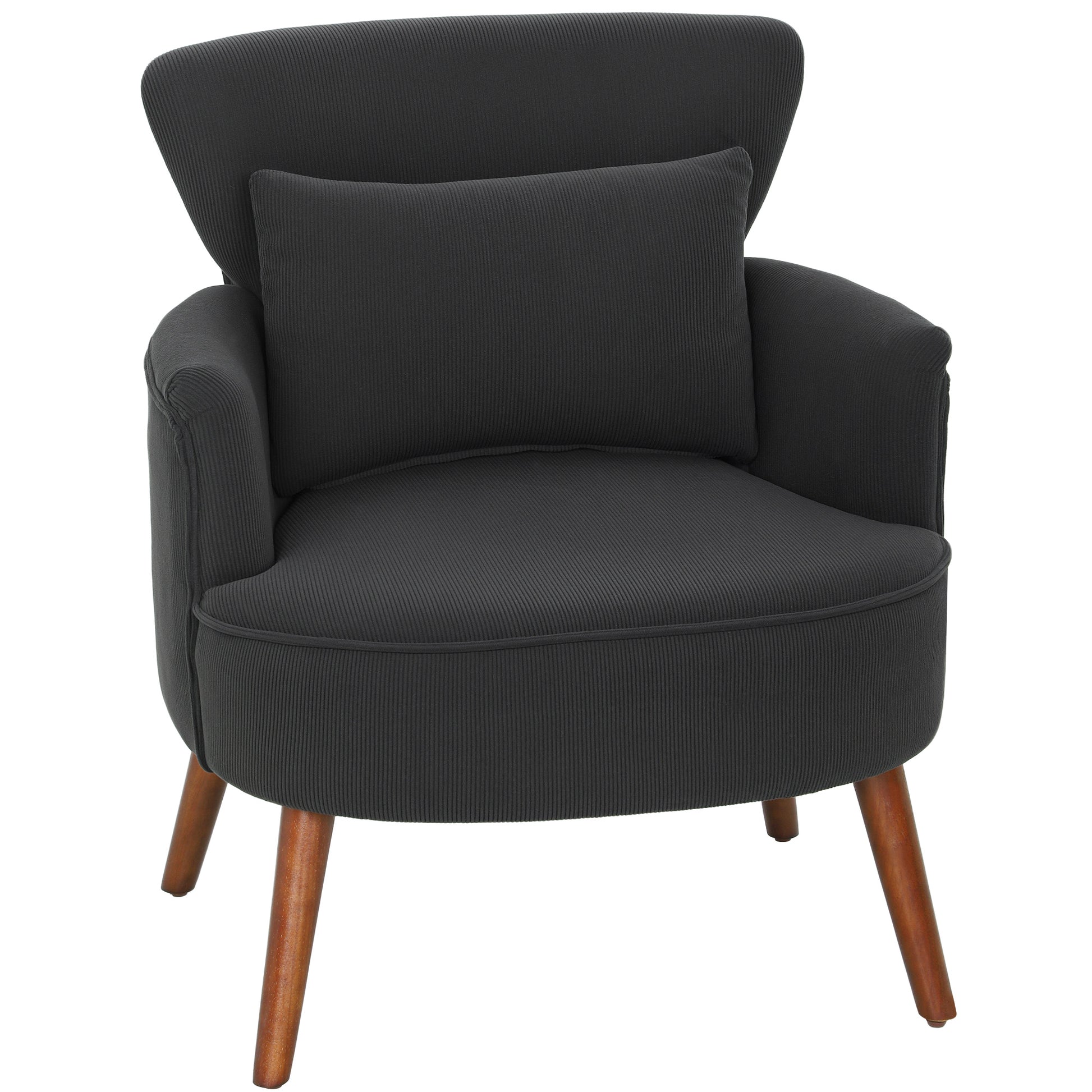 Photo of HOMCOM Corduroy Retro Accent Chair - Black in Black colour on a white background