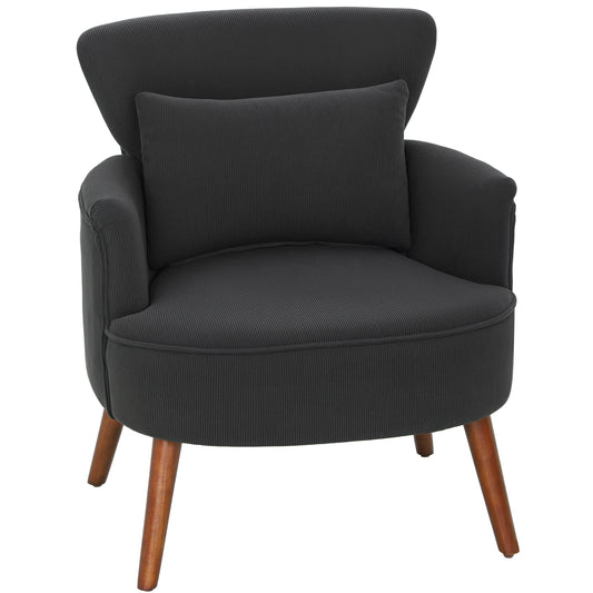 Photo of HOMCOM Corduroy Retro Accent Chair - Black in Black colour on a white background