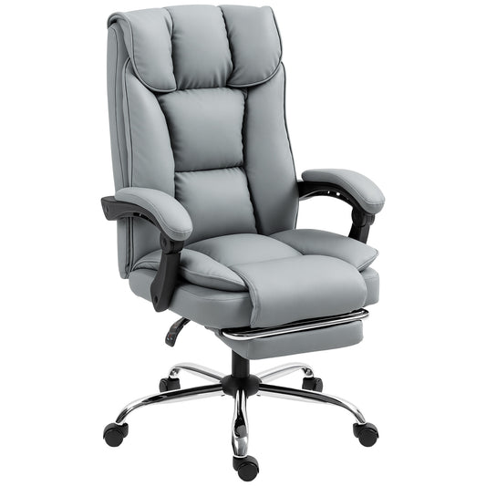 Photo of HOMCOM 155° Reclining Faux Leather Swivel Office Chair -Black in -Black colour on a white background