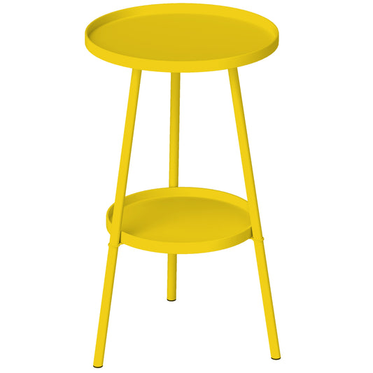 Photo of Outsunny Two-Tier Metal Garden Table - Yellow in Yellow colour on a white background