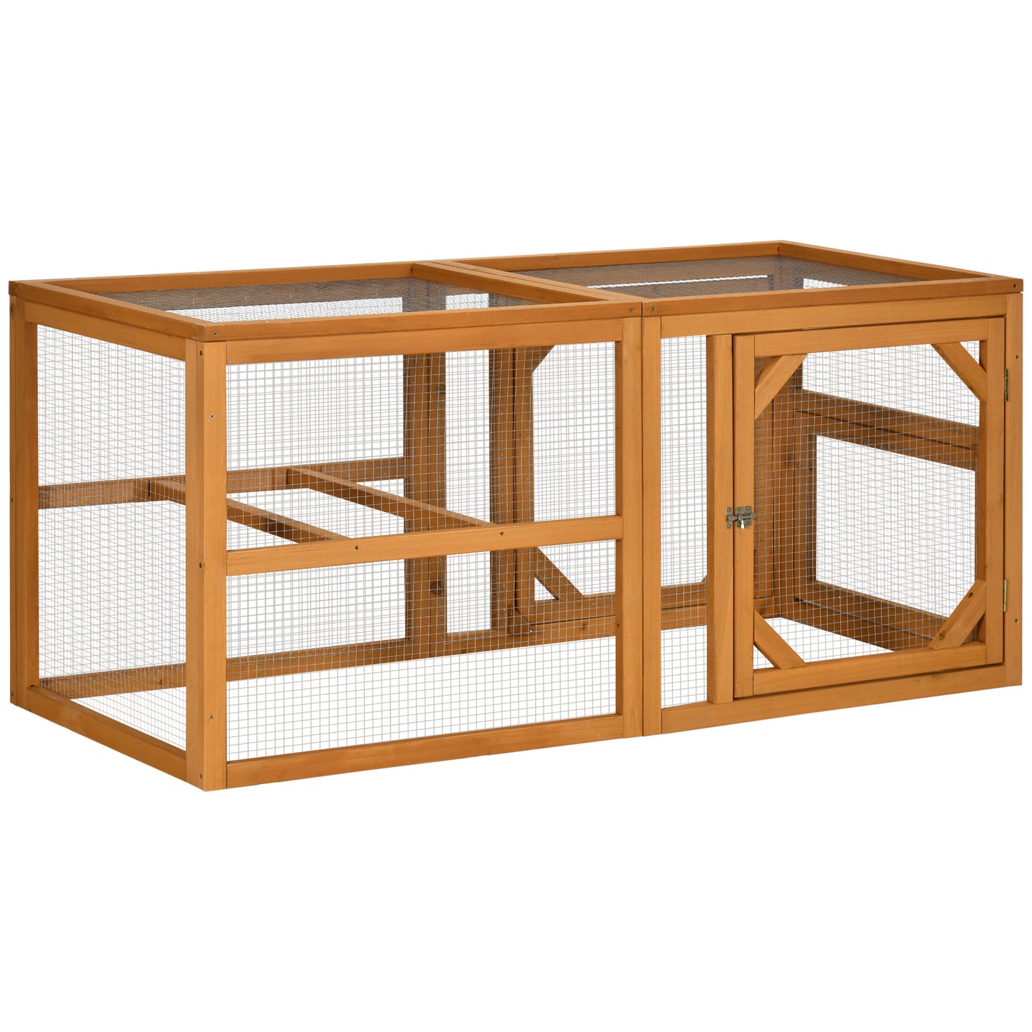 Photo of PawHut Wooden Chicken Coop with Perches, Doors, Combinable Design, for 2-4 Chickens - Natural Wood Colour in Colour colour on a white background