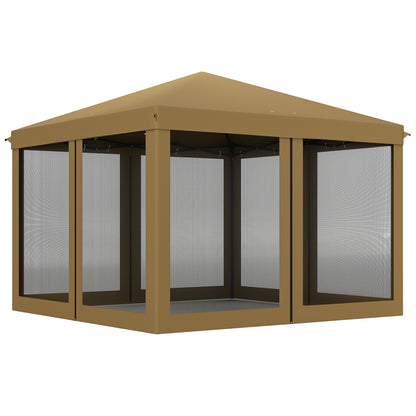 Outsunny khaki pop-up gazebo with removable mesh sidewalls