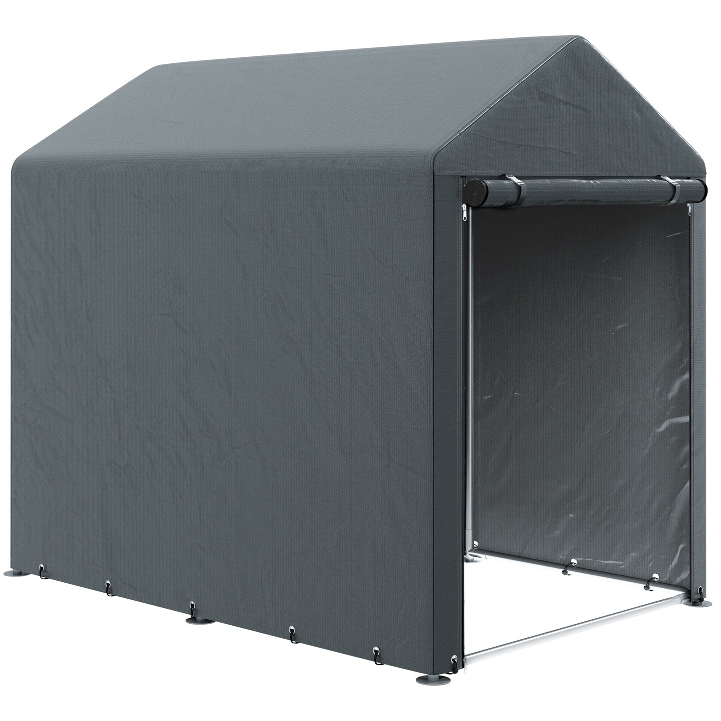 Photo of Outsunny 179 x 120cm Temporary Garden Shed, with Weather-resistant Plastic Cover and Accessories - Dark Grey in Grey colour on a white background