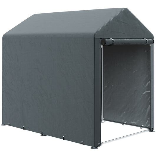 Photo of Outsunny 179 x 120cm Temporary Garden Shed, with Weather-resistant Plastic Cover and Accessories - Dark Grey in Grey colour on a white background