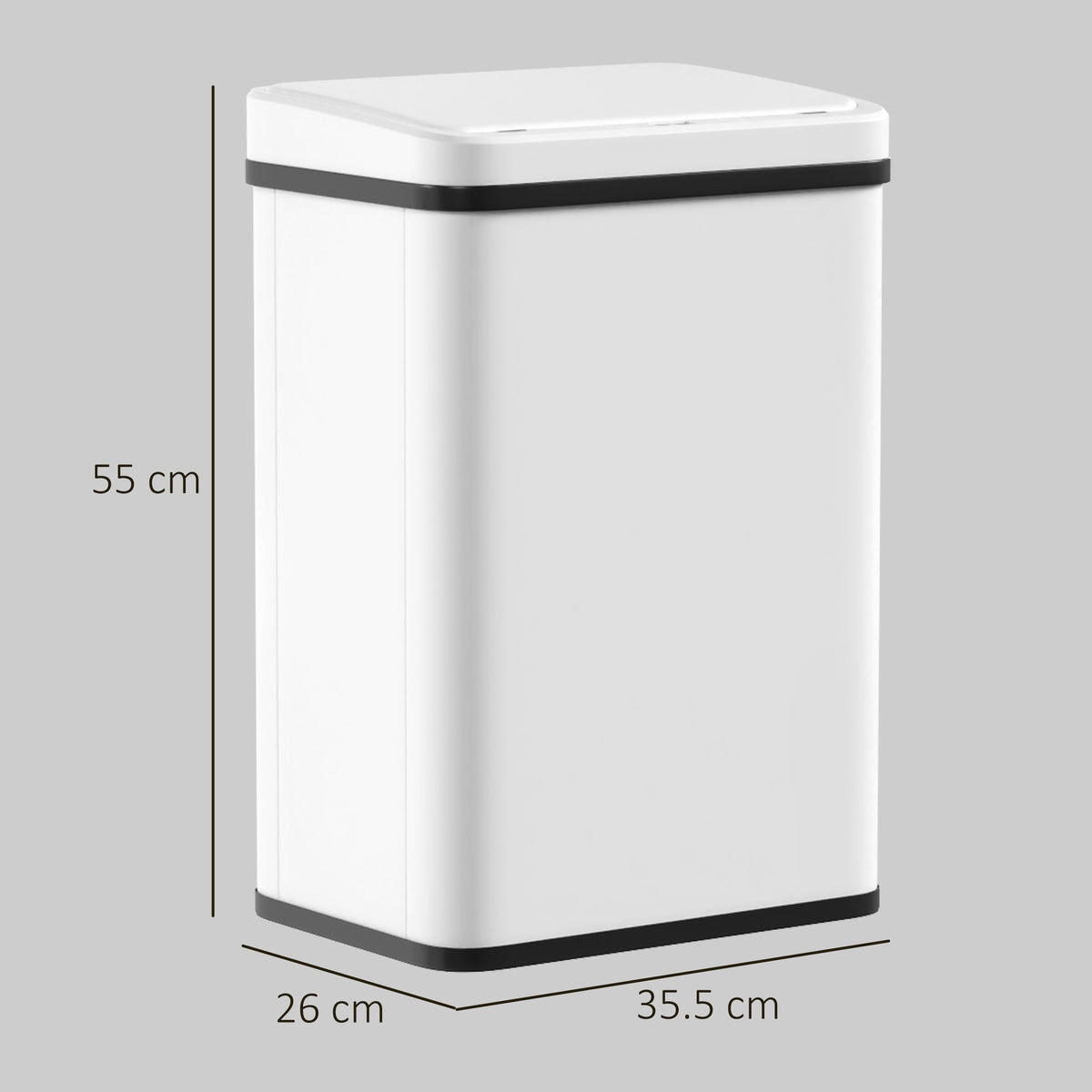 HOMCOM 40L Sensor Bin with Soft-Close Lid, Stainless Steel Automatic Touchless Motion Sensor Kitchen Bin, White