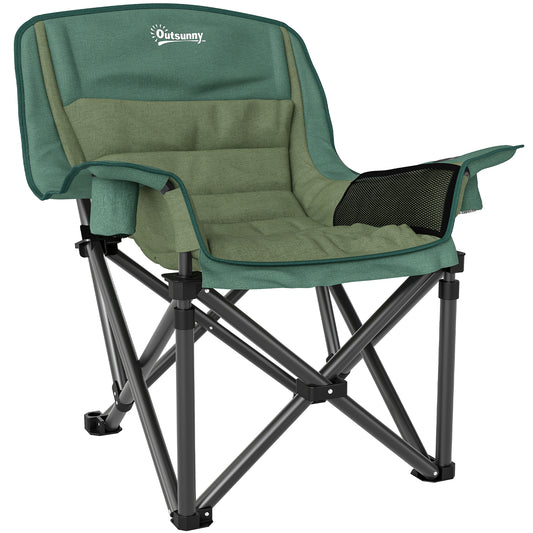 Photo of Outsunny Portable Padded Camping Chair, with Bag - Olive Green in Green colour on a white background