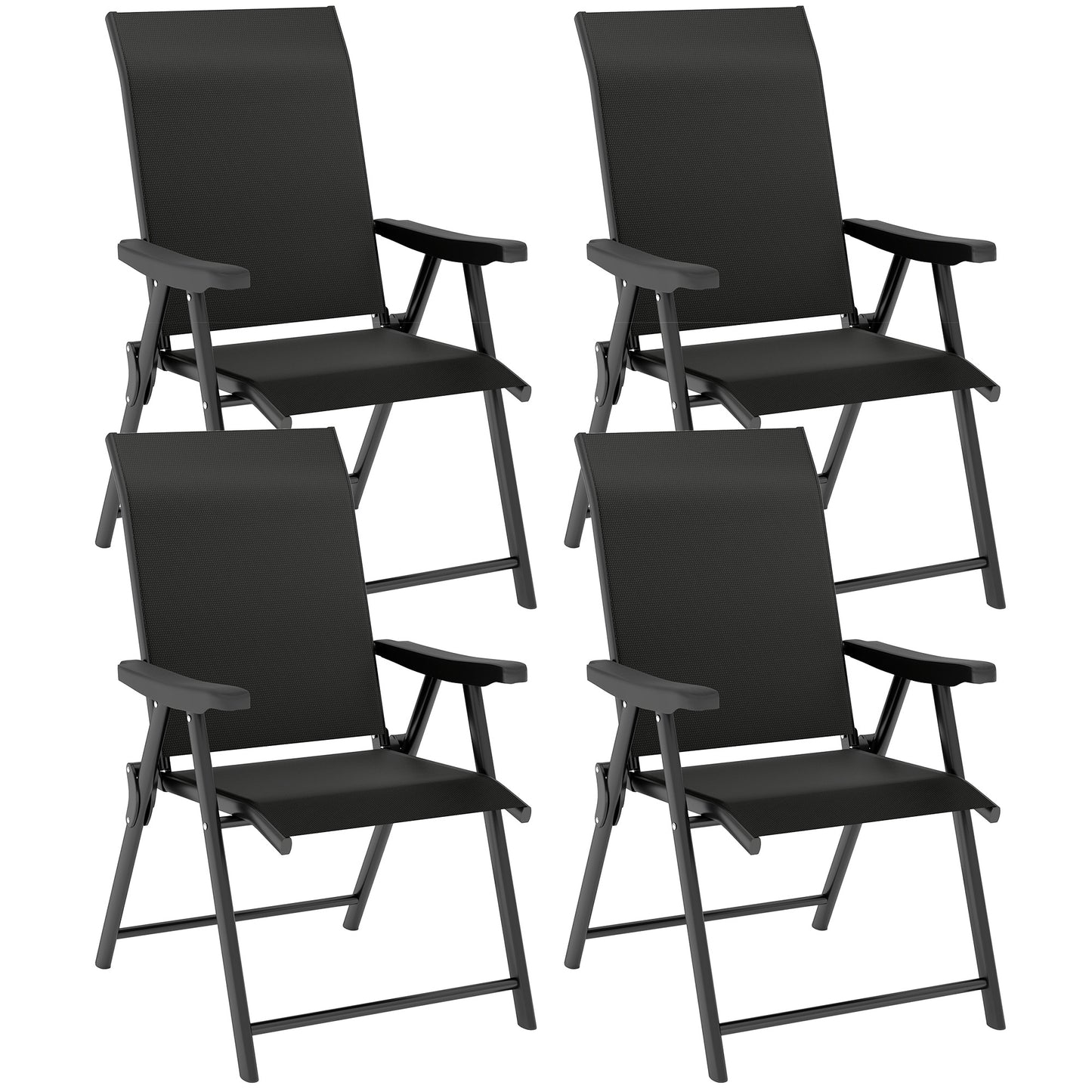 Photo of Outsunny Set of Four Folding Outdoor Chairs - Black in Black colour on a white background