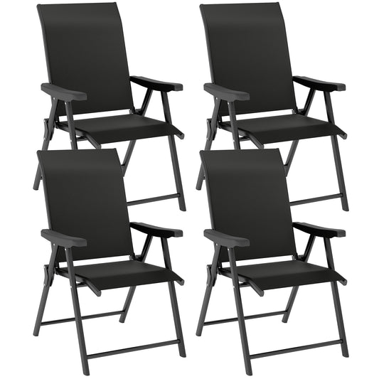 Photo of Outsunny Set of Four Folding Outdoor Chairs - Black in Black colour on a white background