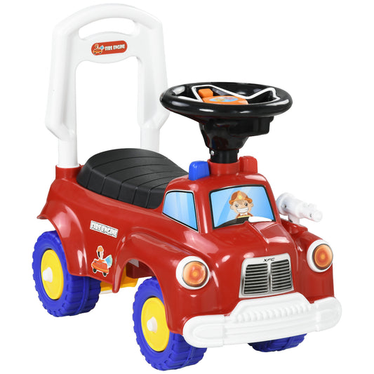 Photo of AIYAPLAY Ride On Fire Truck Foot to Floor Design with Under Seat Storage, Steering Wheel, Music, Light, for 1.5-3 Years, Red in Red colour on a white background