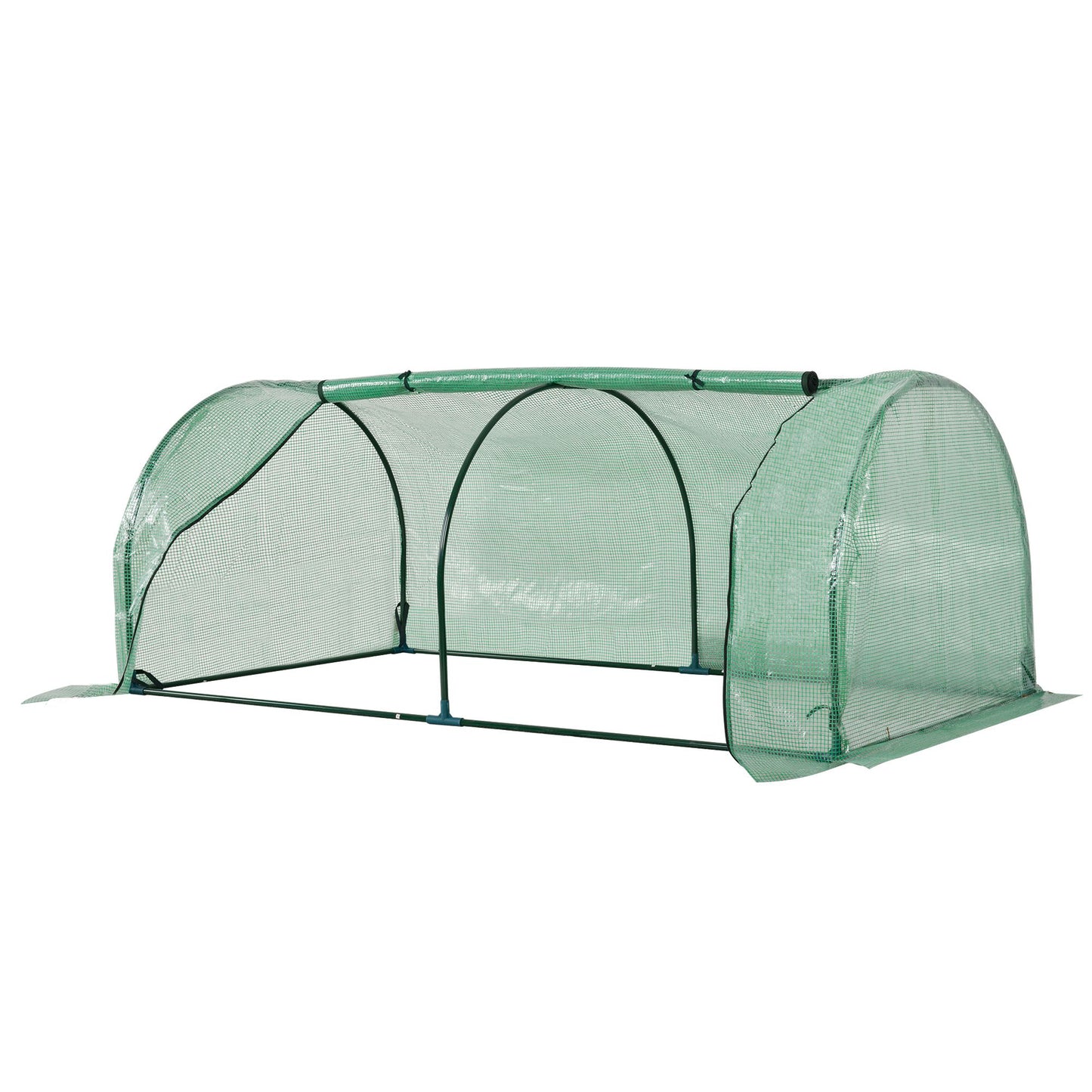 Photo of Outsunny Tunnel Greenhouse Green Grow House for Garden Outdoor, Steel Frame, PE Cover, Green, 200 x 100 x 80cm in 80cm colour on a white background