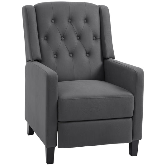 Photo of HOMCOM Wingback Recliner Chair for Home Theater, Button Tufted Microfibre Cloth Reclining Armchair with Leg Rest, Deep Grey in Grey colour on a white background