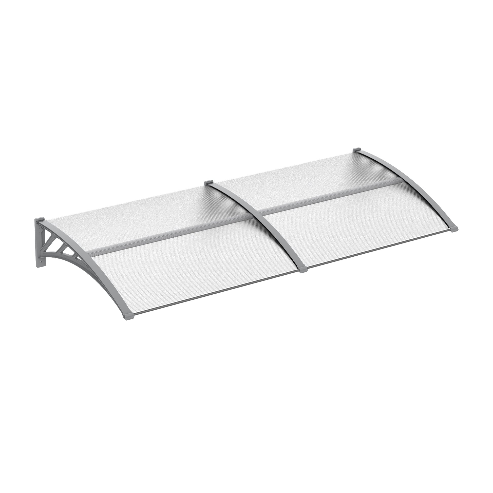 Photo of Outsunny Front Door Canopy Outdoor Awning Aluminium Rigid Plastic Polycarbonate Rain Shelter UV Water Rain Resistant 196 x 75cm Clear in Clear colour on a white background