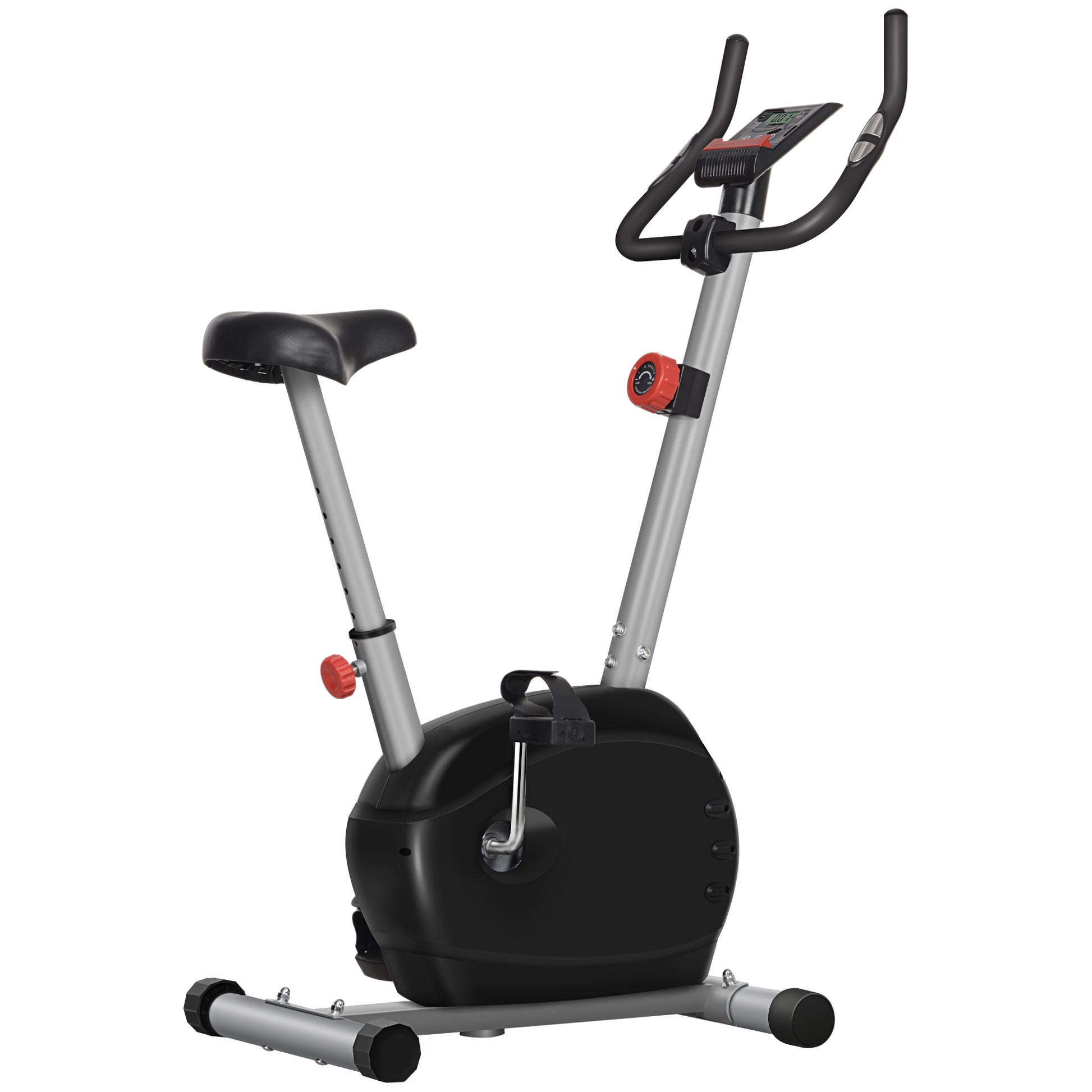 Photo of SPORTNOW Quiet Exercise Bike with 8-Level Magnetic Resistance and Heart Rate Sensor, for Home Gym, Grey and black in black colour on a white background