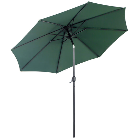 Photo of Outsunny 3(m) Tilting Parasol Garden Umbrellas, Outdoor Sun Shade with 8 Ribs, Tilt and Crank Handle for Balcony, Bench, Garden, Green in Green colour on a white background
