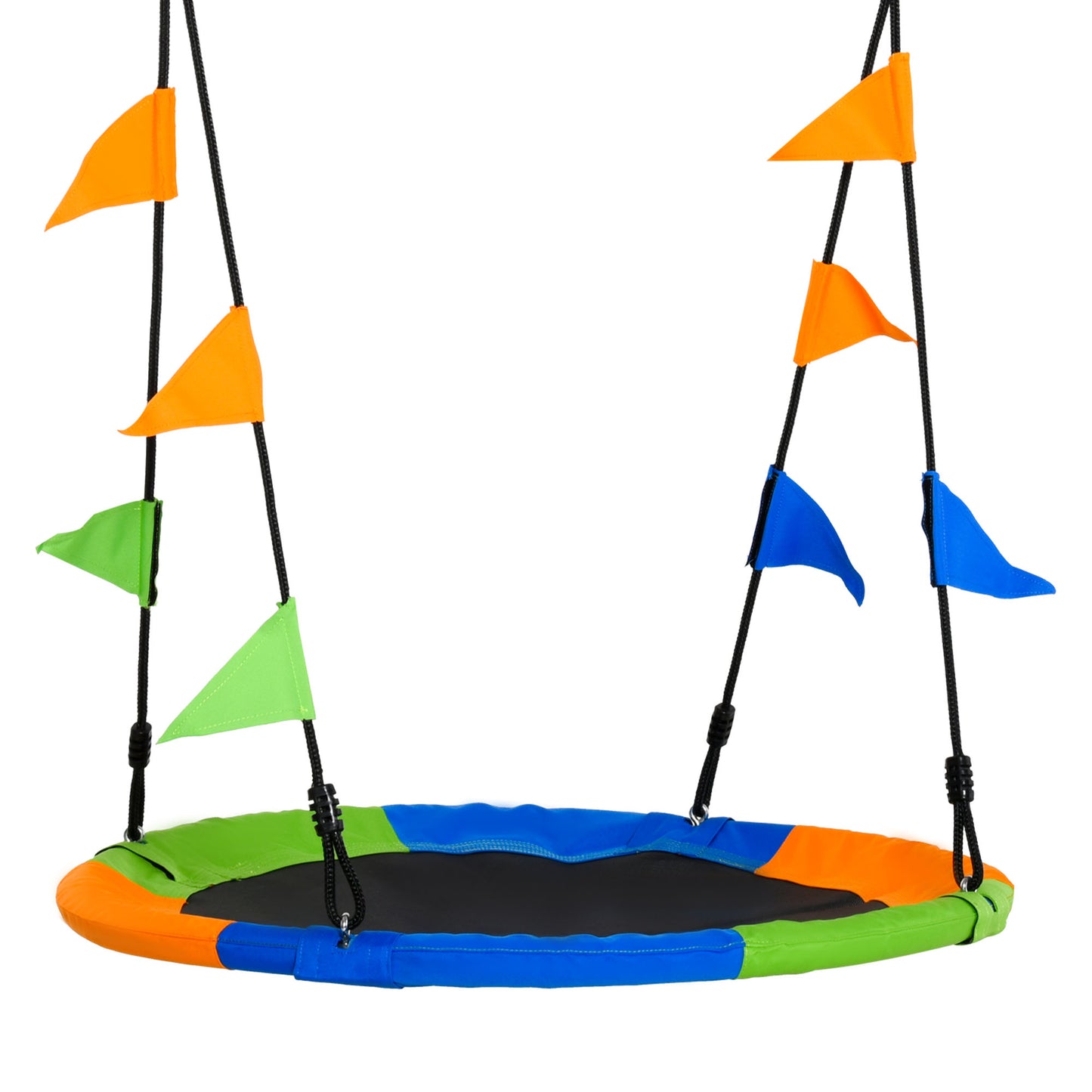 Photo of Outsunny Kid Nest Swing Seat Saucer Tree Swing 40 Inch/100cm Adjustable Rope Outdoor Indoor for Kids Over 3 Years Old Multi-Colour in Multi-Colour colour on a white background