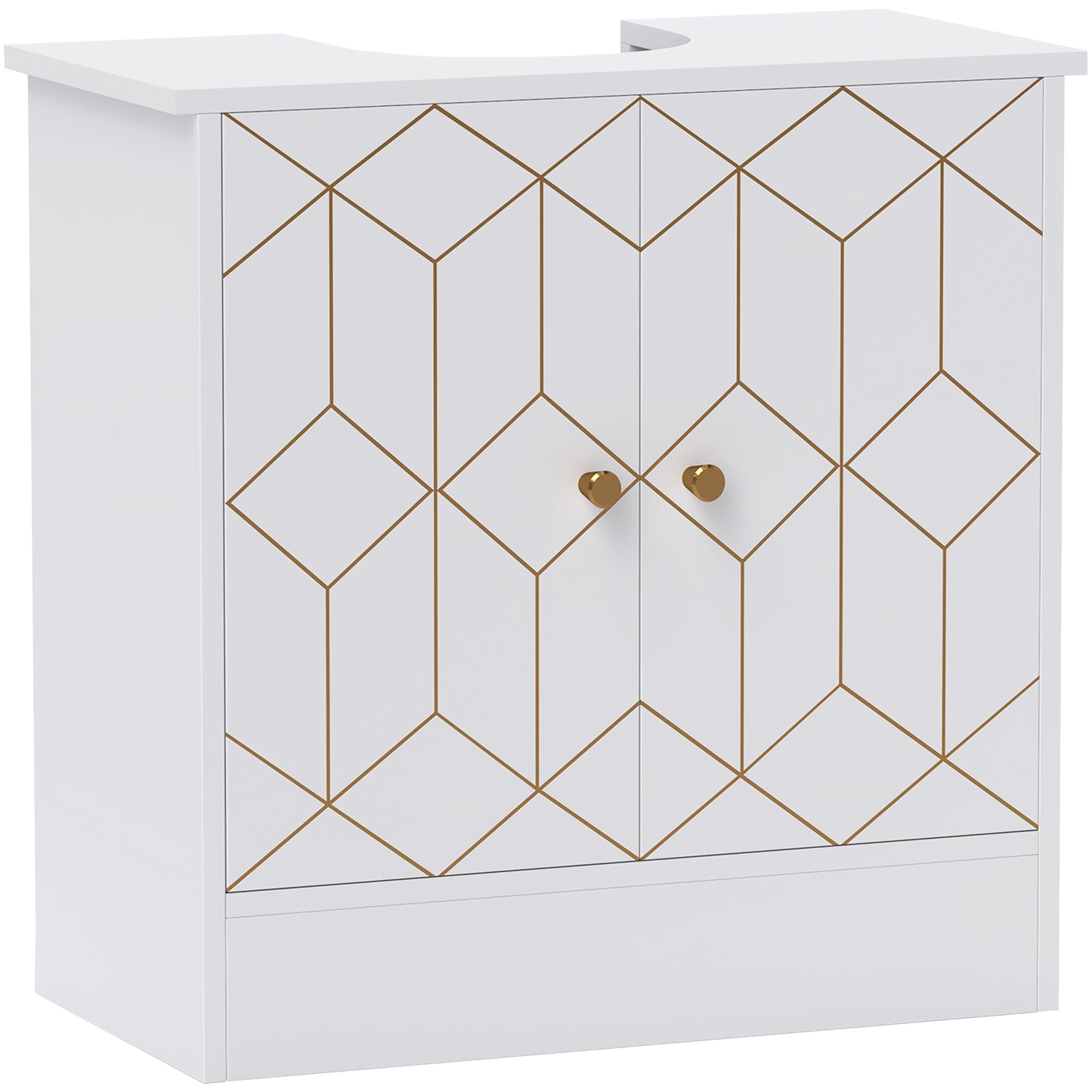 Photo of HOMCOM Under Sink Bathroom Cabinet, Under Sink Cabinet with Adjustable Shelf and Open Compartment for Basin with or without Pedestal, 60 x 30 x 60cm, White in White colour on a white background