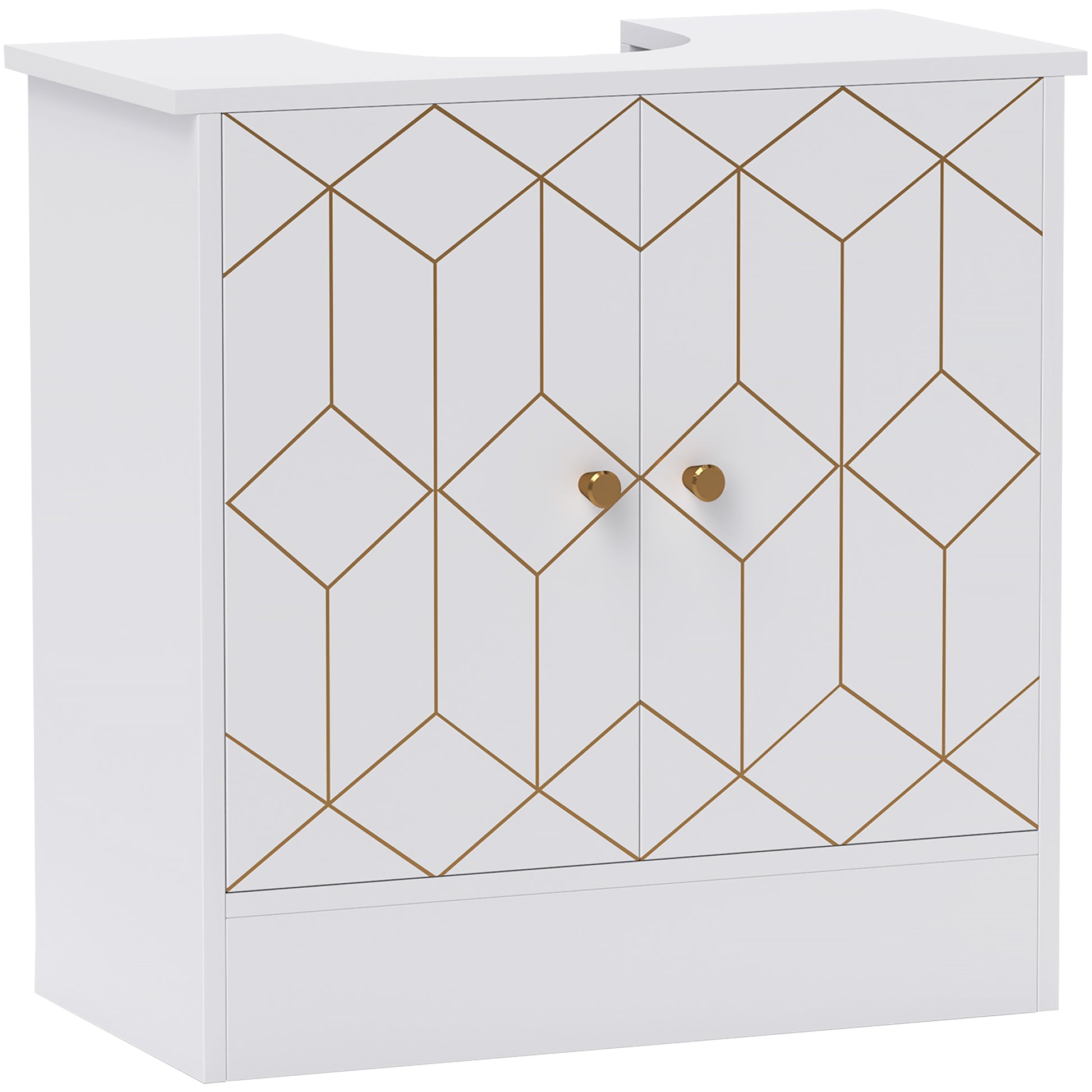 Photo of HOMCOM Under Sink Bathroom Cabinet, Under Sink Cabinet with Adjustable Shelf and Open Compartment for Basin with or without Pedestal, 60 x 30 x 60cm, White in White colour on a white background
