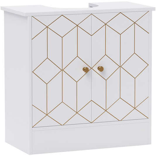 Photo of HOMCOM Under Sink Bathroom Cabinet, Under Sink Cabinet with Adjustable Shelf and Open Compartment for Basin with or without Pedestal, 60 x 30 x 60cm, White in White colour on a white background