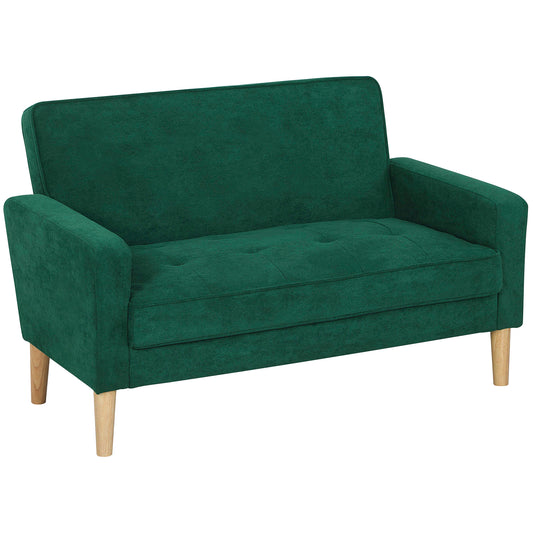 Photo of HOMCOM Two-Seater Velvet-Feel Sofa - Green in Green colour on a white background