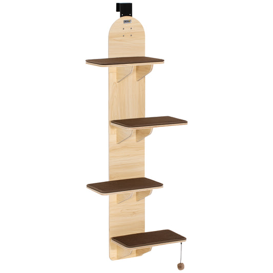 Photo of PawHut 4-Level Door Mounted Cat Tree with Washable Plush Mats, Toy Balls, Door Hanging Cat Shelf for Indoor Cats in Cats colour on a white background
